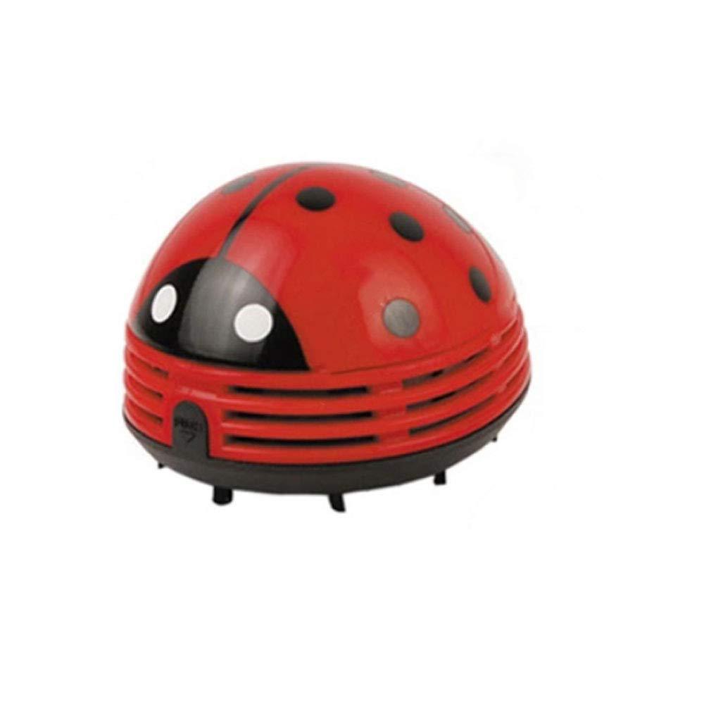 aliotech mini portable handheld cordless tabletop crumb sweeper desktop dust vacuum cleaner ladybug dust sweeper(red)
