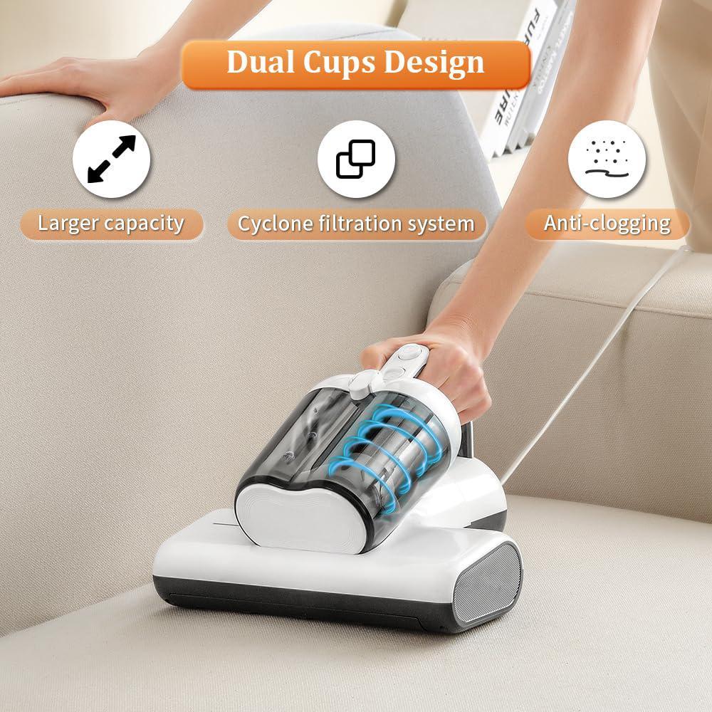 laymi bed mattress vacuum cleaner with roller brush, 450w powerful corded handheld bed vacuum cleaner cyclone uv810