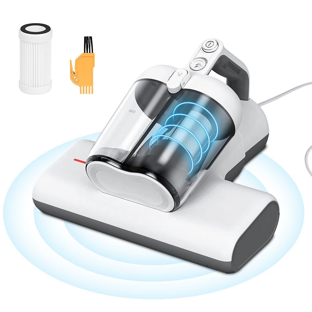 laymi bed mattress vacuum cleaner with roller brush, 450w powerful corded handheld bed vacuum cleaner cyclone uv810