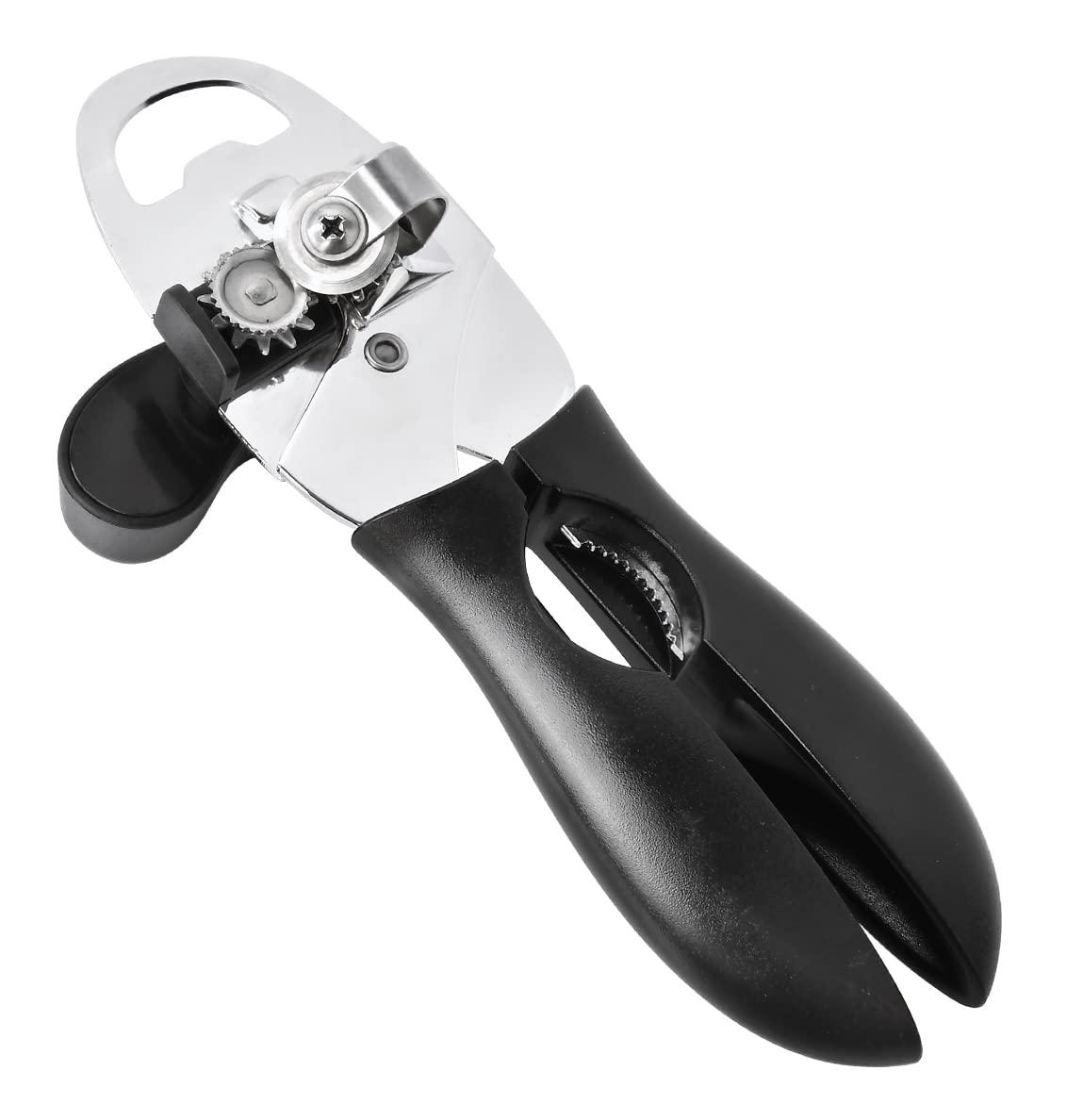 YACHIC RNAB0C5LV1LPT yachic can opener manual, stainless steel can opener  4-in-1 with 2 spare blades, handheld smooth edge can opener, can opener