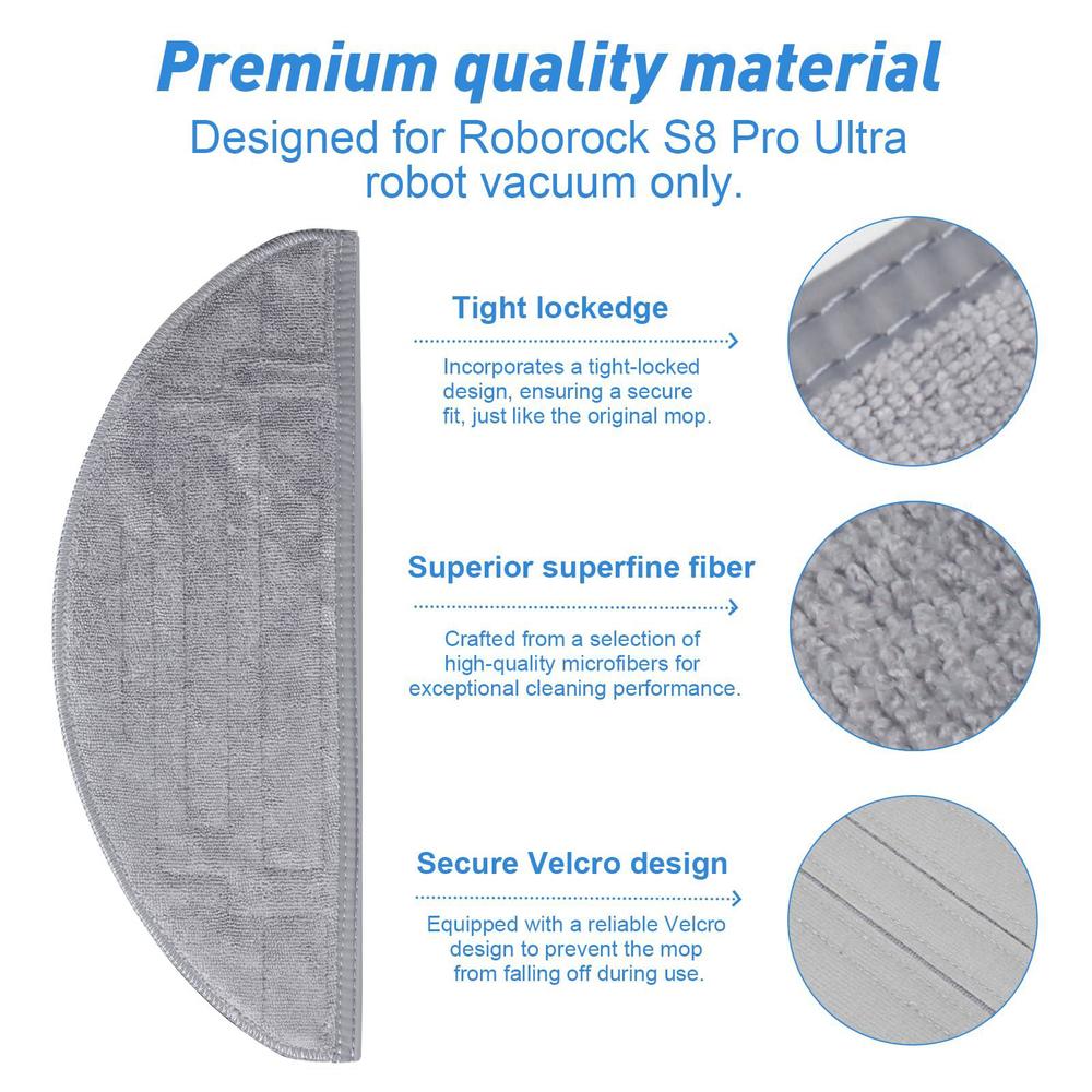 WEIGUZC vacuum mop cloth replacement, compatible with roborock s8 pro ultra robot- 8-pack - combined with dual vibrations for efficie