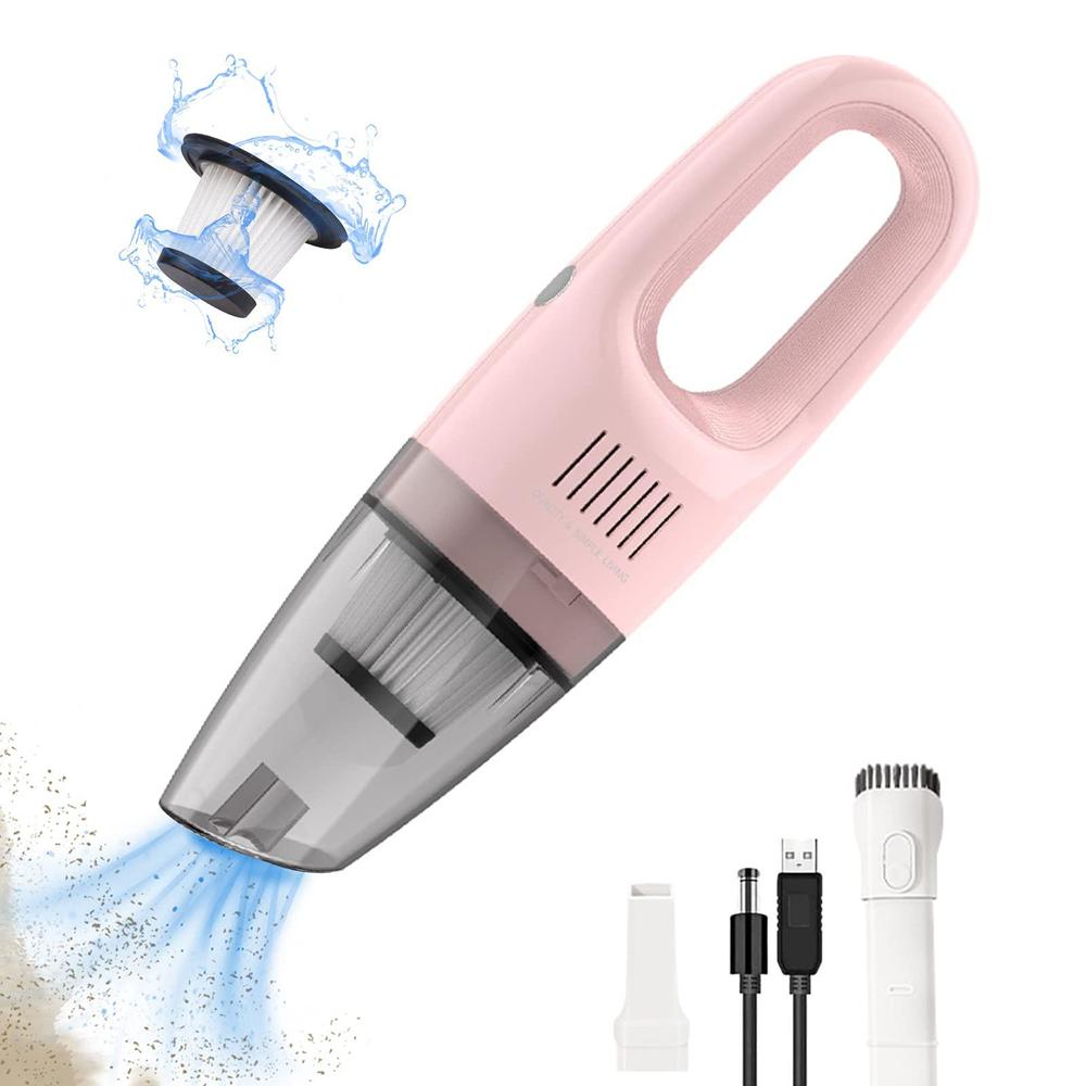 leerfei pink portable handheld vacuum cleaner handheld cordless vacuum cleaner for dust pethair dirt home car and sailing int