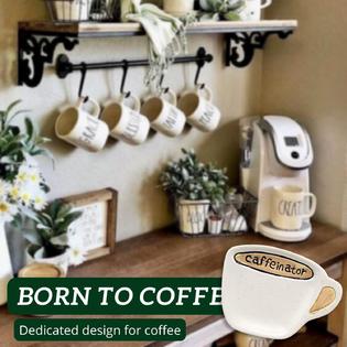 woobud coffee bar accessories - coffee spoon rest with engraved coffee  spoon, coffee bar decor for home