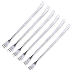 Jseven [jseven] long handle forks, stainless steel dessert forks, fruits, pickles forks, fancy table forks (6 pcs)