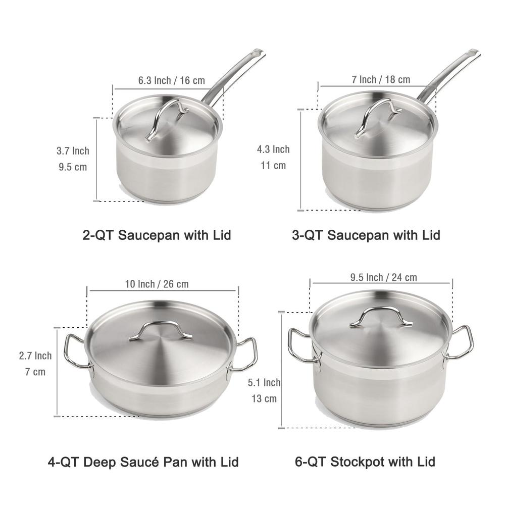 cooks standard professional stainless steel cookware set 8pc, 8 pc, silver