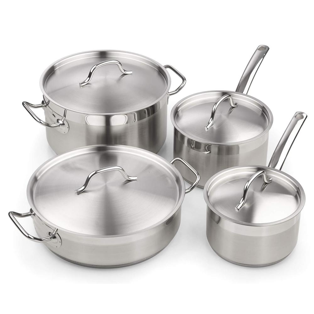 cooks standard professional stainless steel cookware set 8pc, 8 pc, silver