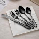 HOMQUEN titanium black plated stainless steel flatware set 20 piece, black  flatware set, black silverware set service for 4 (shiny bl