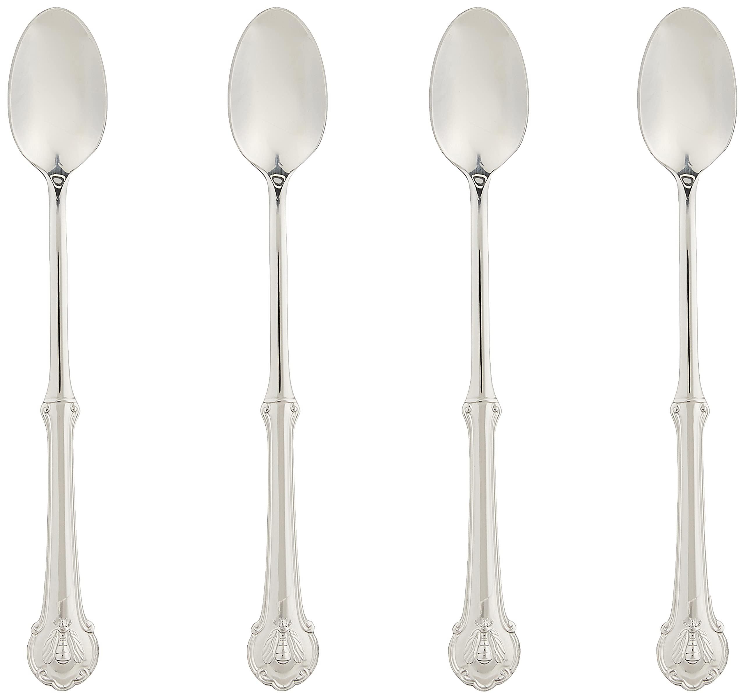 wallace napoleon bee 18/10 stainless steel iced beverage spoon, set of 4, silver