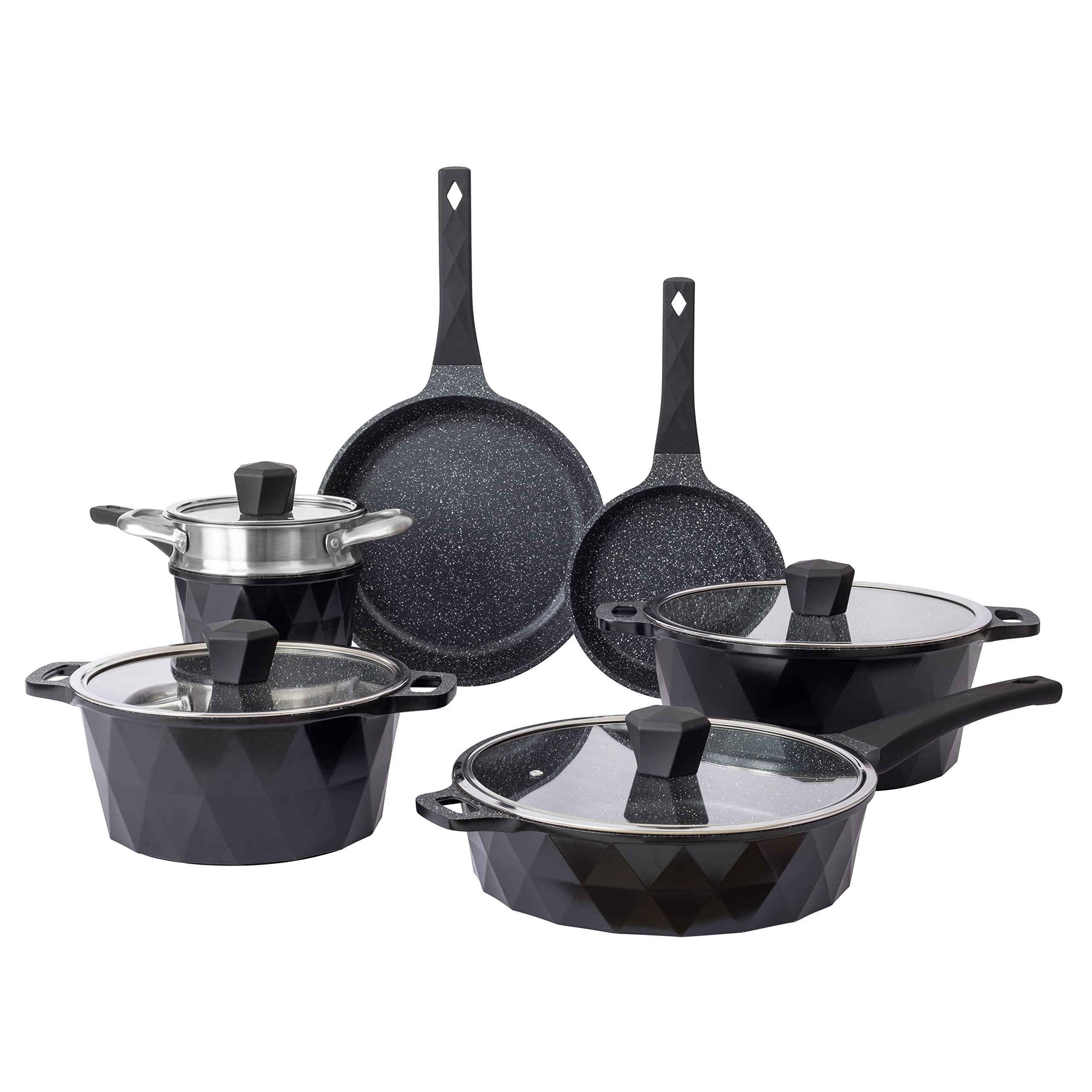 Country Kitchen country kitchen nonstick induction cookware sets - 11 piece  nonstick cast aluminum pots and pans with bakelite handles - indu