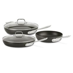 all-clad ha1 hard anodized nonstick 5 piece fry pan set 8, 10, 12 inch induction pots and pans, cookware black