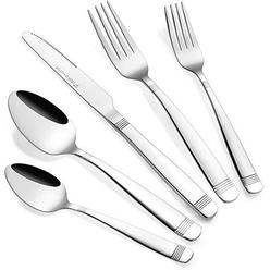 DOKAWORLD stainless steel flatware - silverware set for 8-40 piece cutlery set - 18/10 flatware set - silverwear set - dinnerware stain