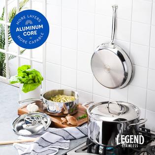 LEGEND COOKWARE legend 5 ply 5 pc small starter set stainless steel pots &  pans for