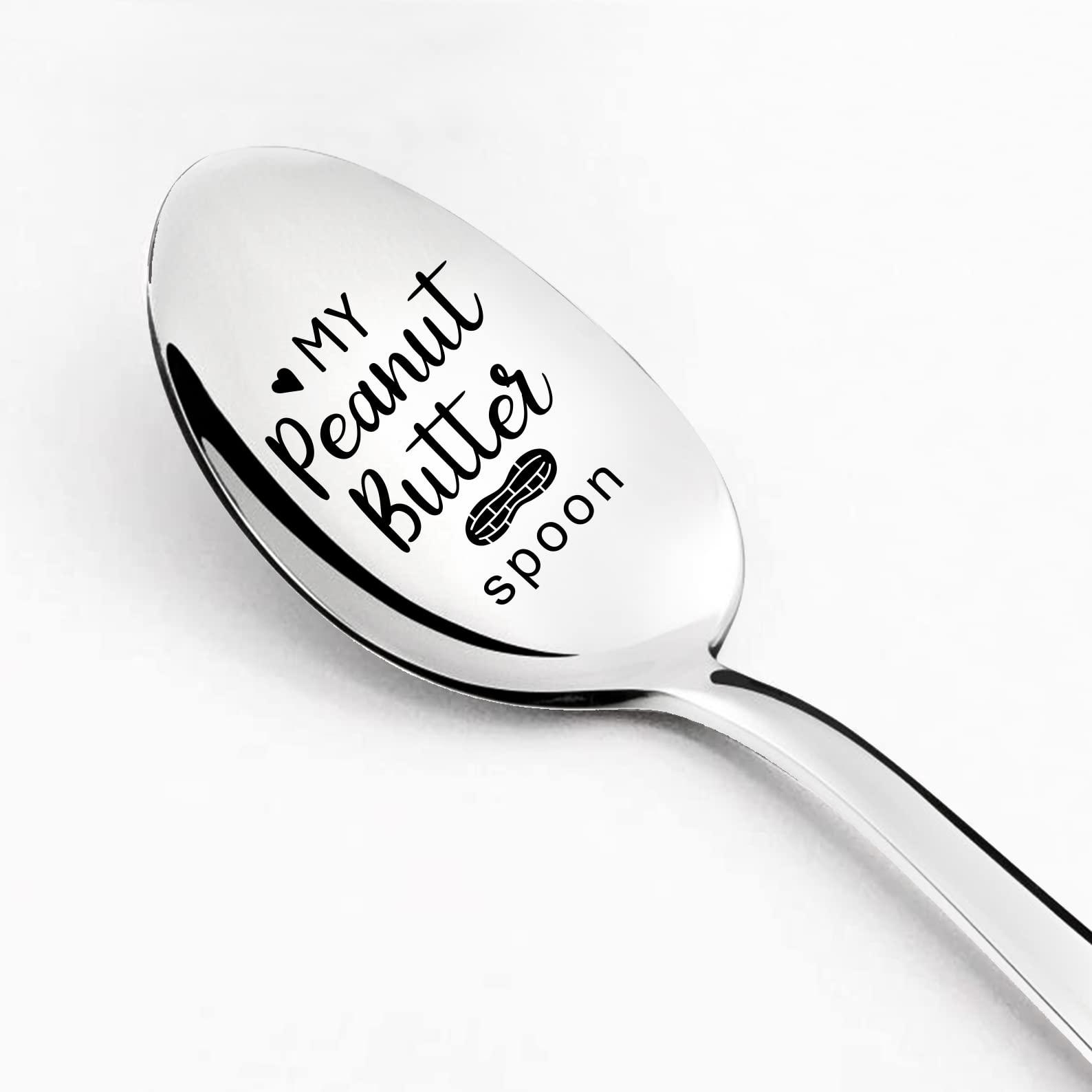 ptzizi funny my peanut butter spoon engraved stainless steel dessert spoon, peanut butter coffee dessert cake lovers for wome