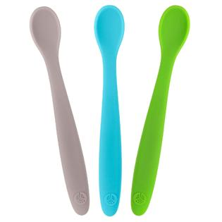 WeeSprout weesprout silicone baby spoons - first stage infant feeding spoons  with soft-tip, bendable baby utensils for parent & self-fe