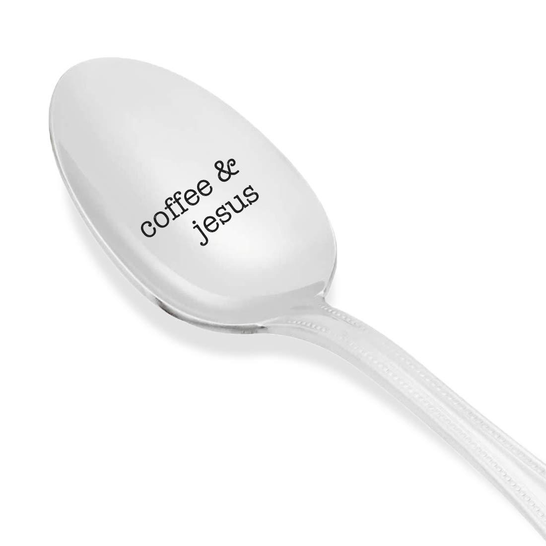 signatives coffee jesus engraved spoon - christian gifts for her - pastor gift idea - inspirational kitchen spoon - religious spoon - ke