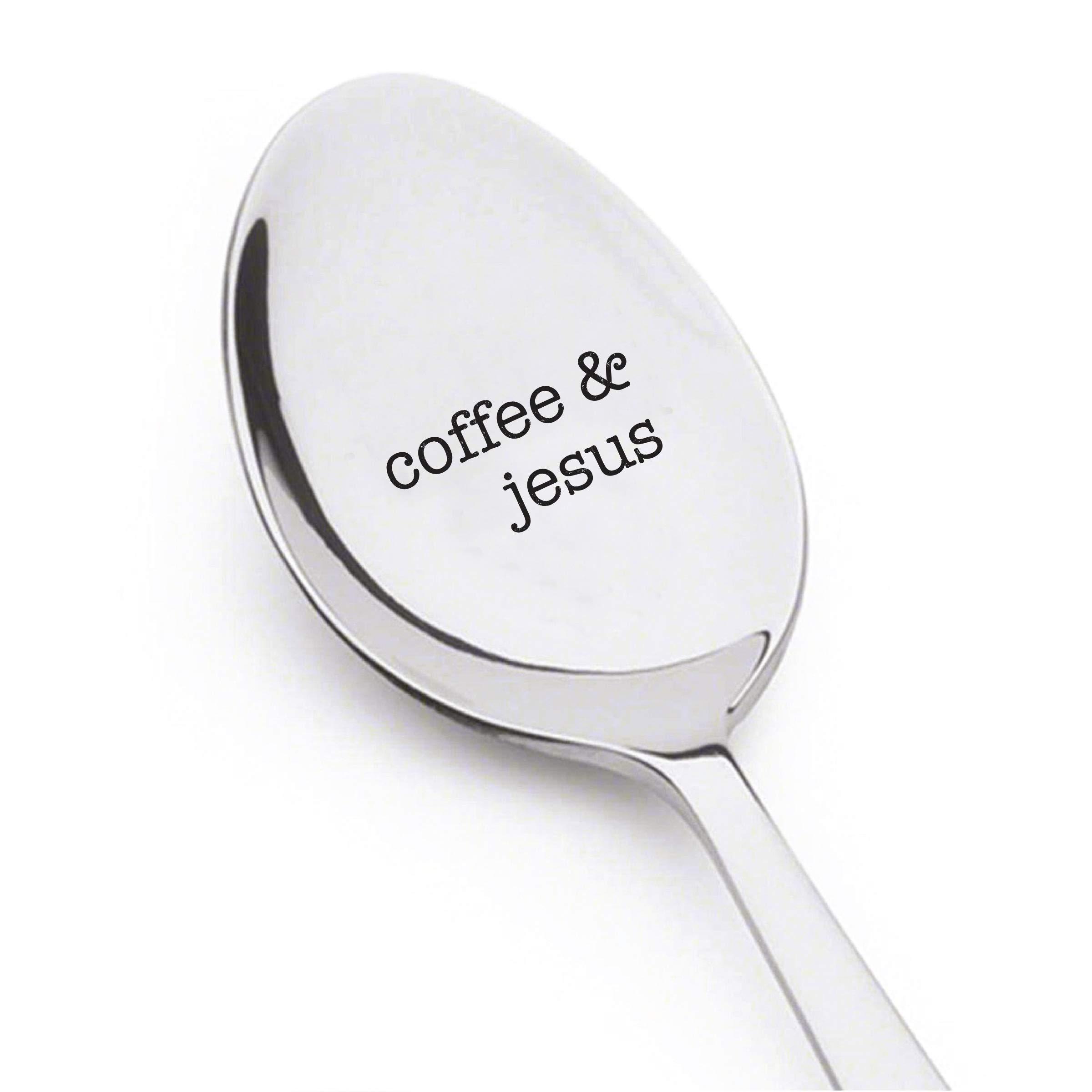 signatives coffee jesus engraved spoon - christian gifts for her - pastor gift idea - inspirational kitchen spoon - religious spoon - ke