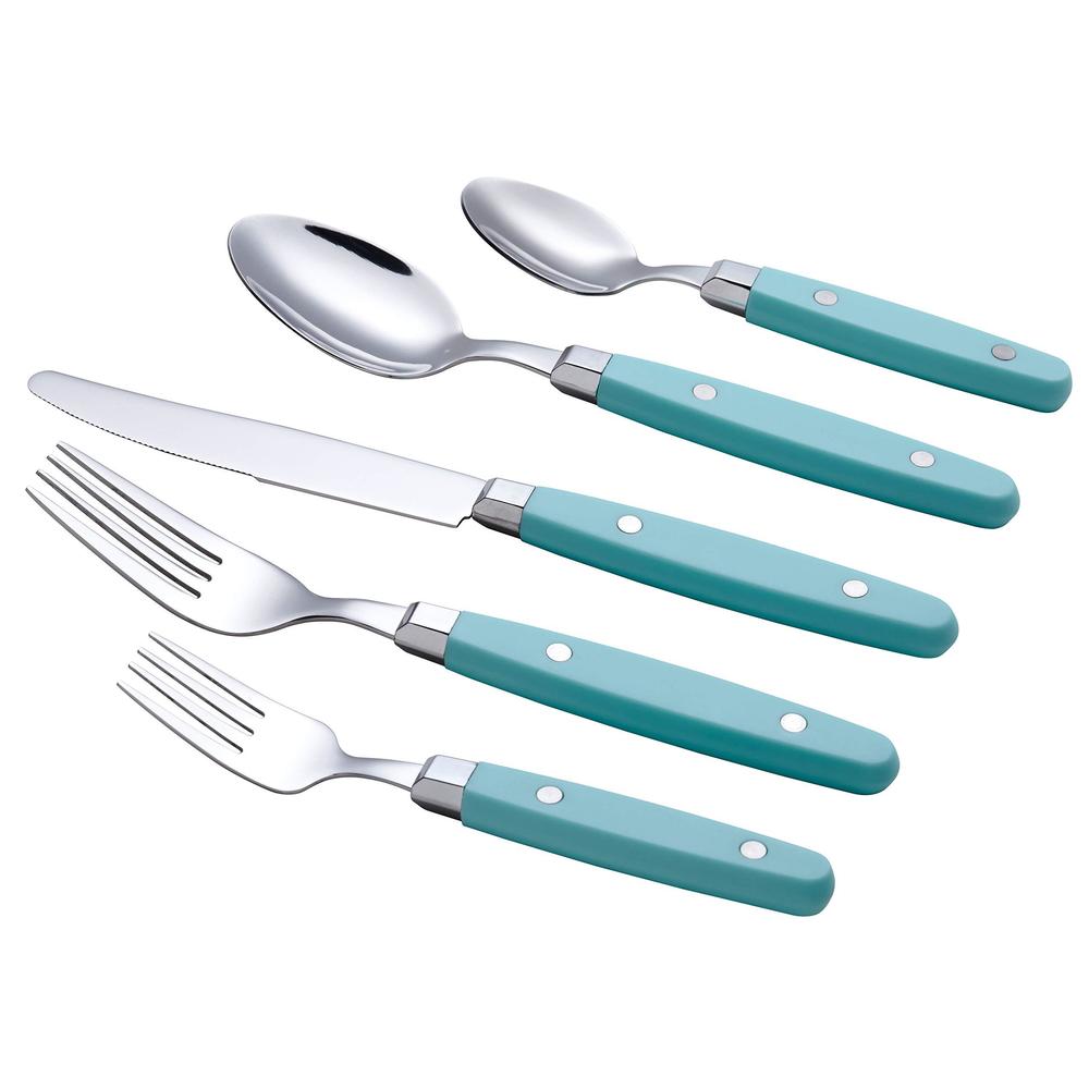 annova silverware set 20 pieces stainless steel cutlery color handle with rivet/retro style flatware - 4 x dinner knife; 4 x 