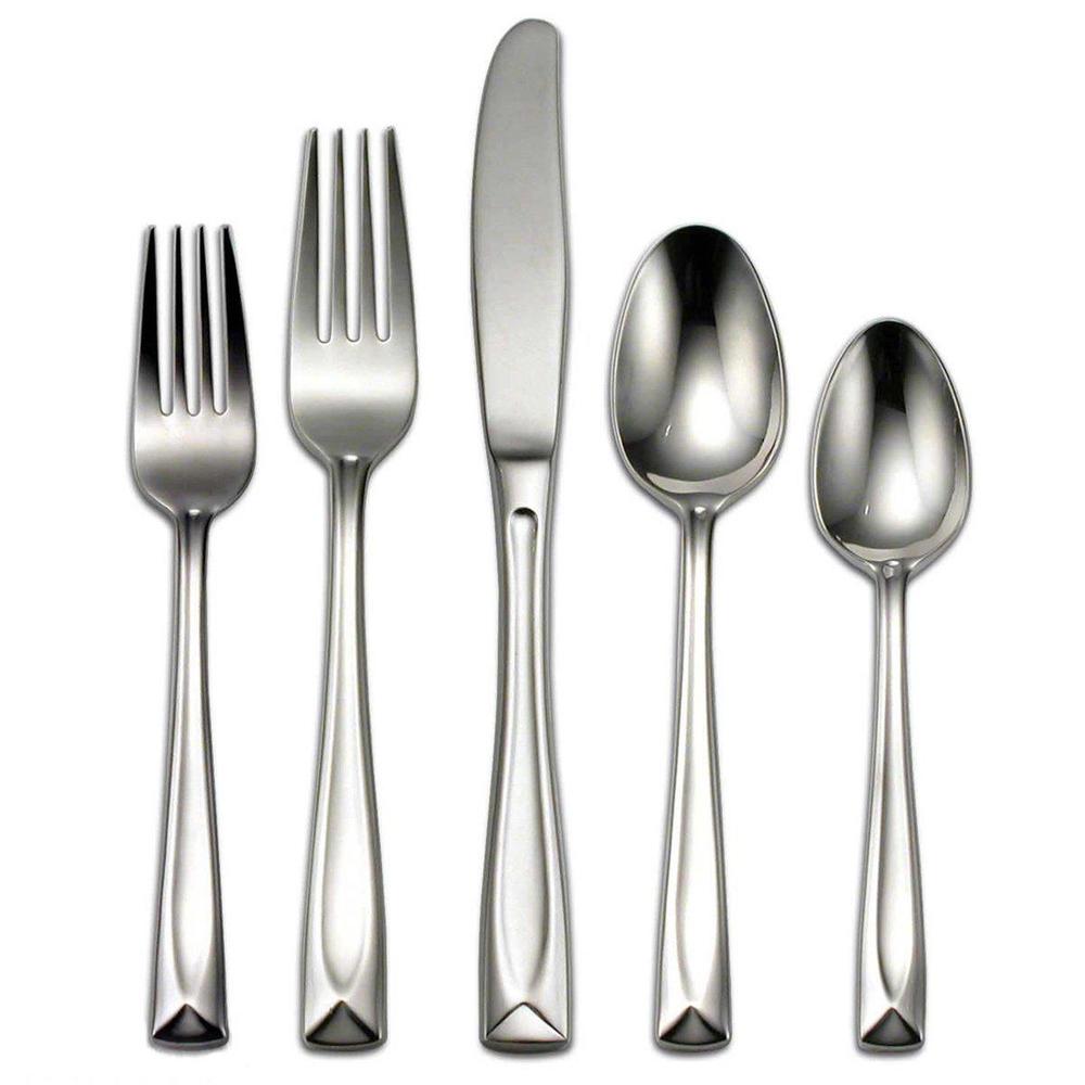 oneida lincoln 20 piece everyday flatware, service for 4, 18/0 stainless steel, silverware set, dishwasher safe, silver