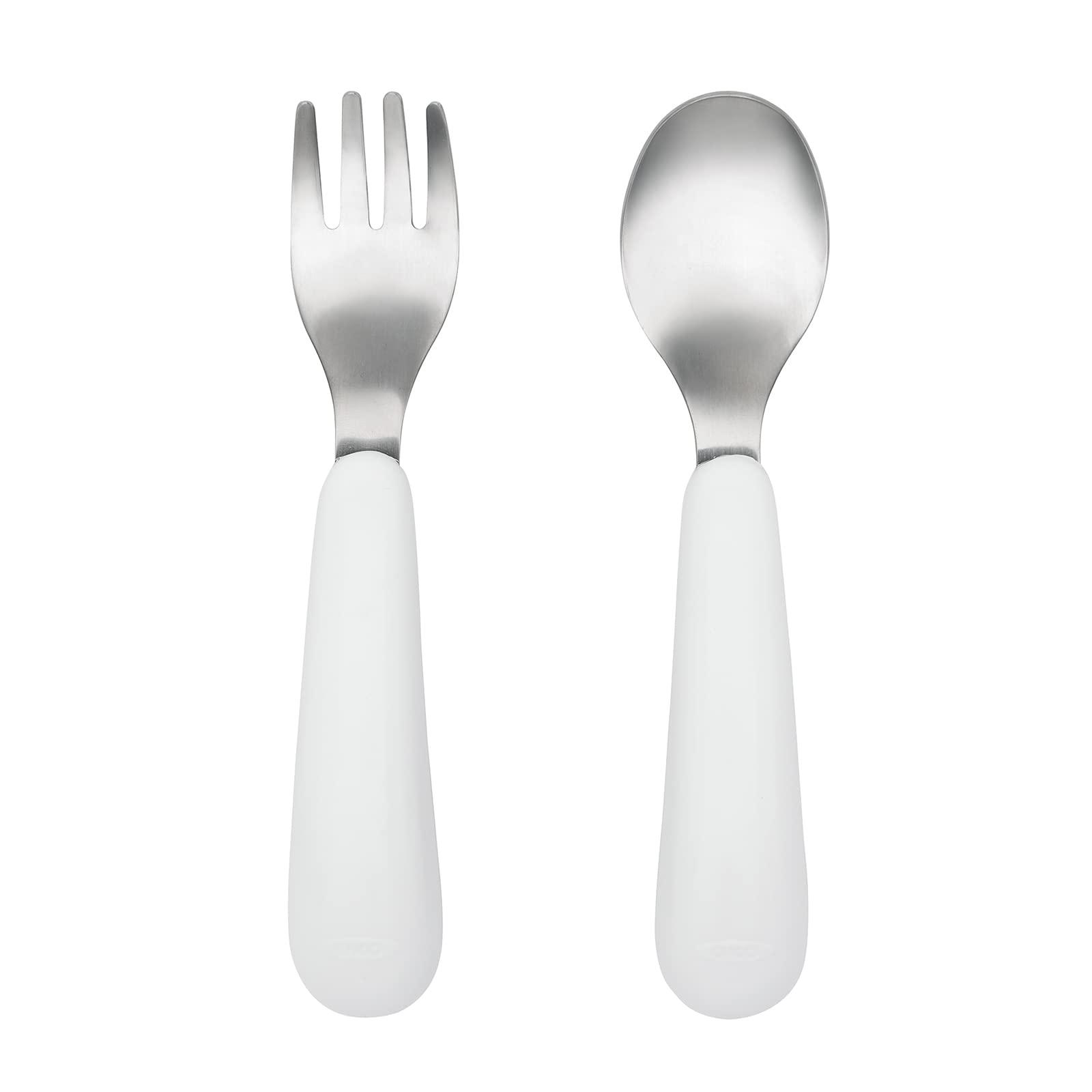 oxo tot fork & spoon set- pink
