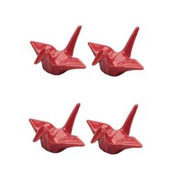 japanbargain 4816, porcelain chopstick rest, origami crane shape chopsticks holder, red color, set of 4