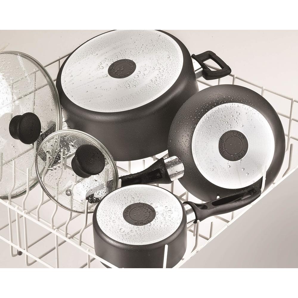 t-fal everything in kitchen dishwasher safe cookware set, 20-piece, black