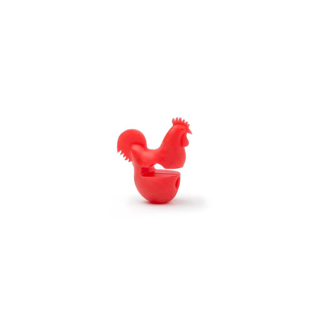 fox run 6283 rooster pot clip/spoon holder, 1 x 2.75 x 2.75 inches, red