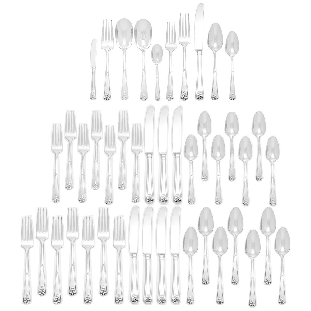 oneida deauville 45 piece fine flatware set, service for 8, 18/10 stainless steel, silverware set, dishwasher safe