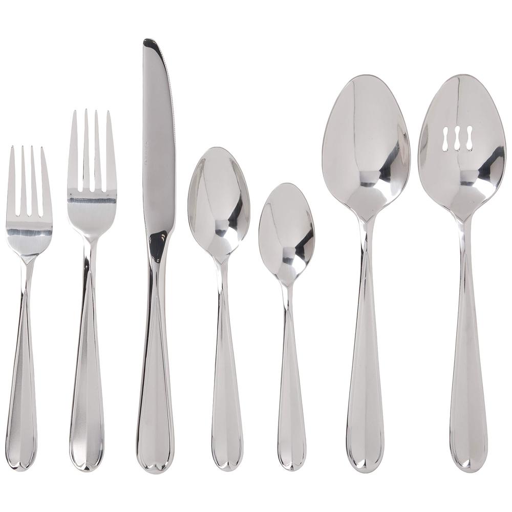 oneida dylan 42 piece everyday flatware, service for 8, 18/0 stainless steel, silverware set