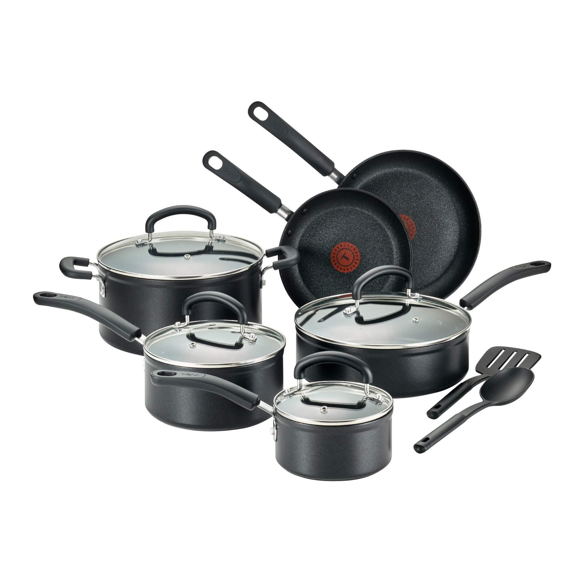 T-fal t-fal advanced nonstick cookware set 12 piece pots and pans,  dishwasher safe black