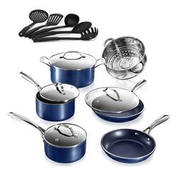 Granitestone granite stone blue cookware sets nonstick pots and pans set- 10pc cookware sets |+ 5 piece utensil set| cookware pots and pan