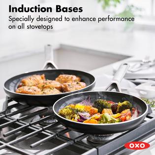 oxo agility series 10 piece cookware pots & pans set, pfas-free nonstick,  induction suitable, quick even heating, stainless s