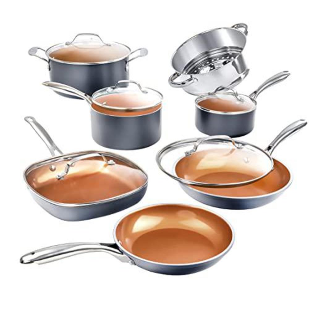 gotham steel pots and pans set 12 piece cookware set with ultra nonstick ceramic coating by chef daniel green, 100% pfoa free