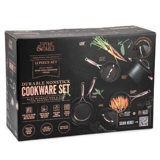 Thyme & Table Non-Stick Pots And Pans 12-Piece Cookware Set, Rose Gold