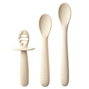 Ali+Oli ali+oli (3pc) silicone spoon set for baby (coco) unbreakable silicone  baby spoon, baby spoons self feeding 6 months & up, sel