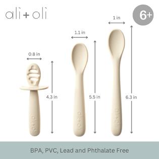 Ali+Oli ali+oli (3pc) silicone spoon set for baby (coco) unbreakable  silicone baby spoon, baby spoons self feeding 6 months & up, sel