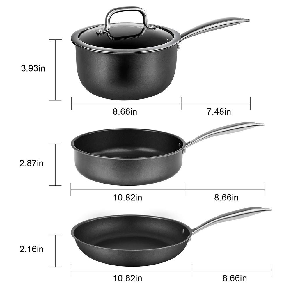 Momostar induction pots and pans, stainless steel pots and pans set 4pcs with lid, induction cookware for oven & dishwasher safe by mo