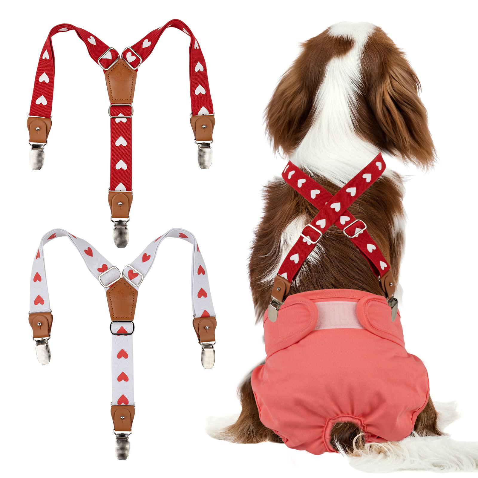 pet soft dog suspenders 2 pieces female dog diaper suspenders for dogs diaper keeper suspender for dog skirt, dog dress (cute