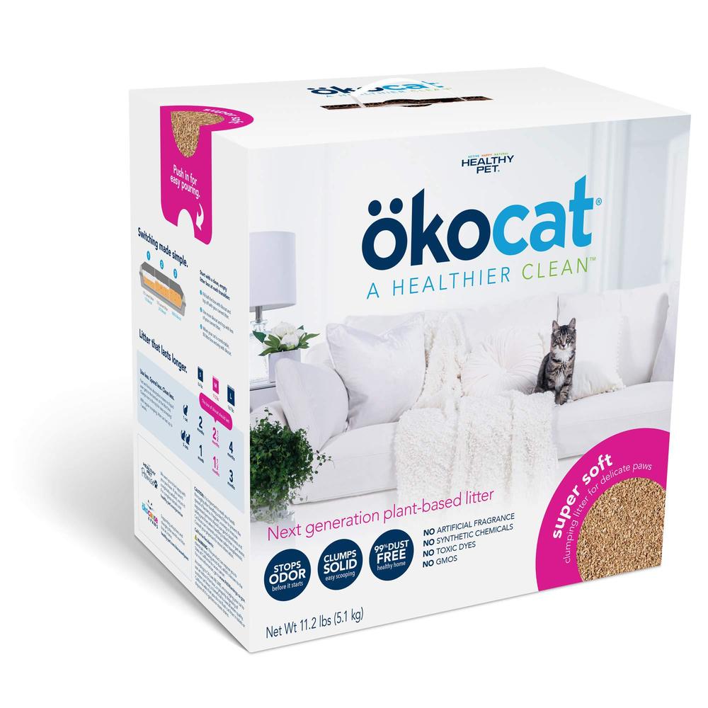 kocat super soft natural wood clumping litter for delicate paws, medium