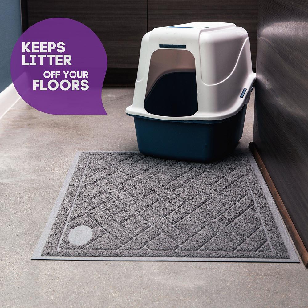 pawkin cat litter mat, patented design with litter lock mesh, extra large, durable, easy to clean, soft, fits under litter bo