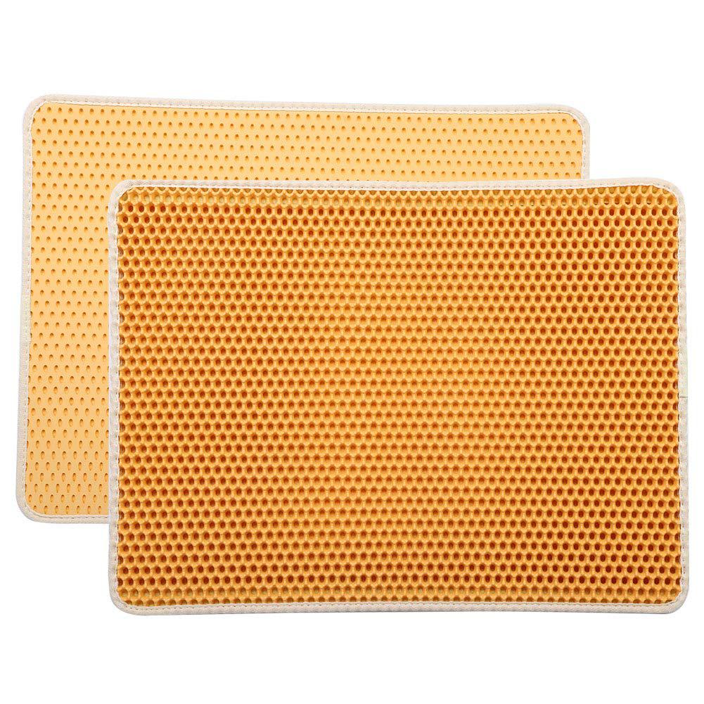 owlike eva double layer pet cat litter box pad cleaning mat washable accessory with mesh hole(yellow large size)