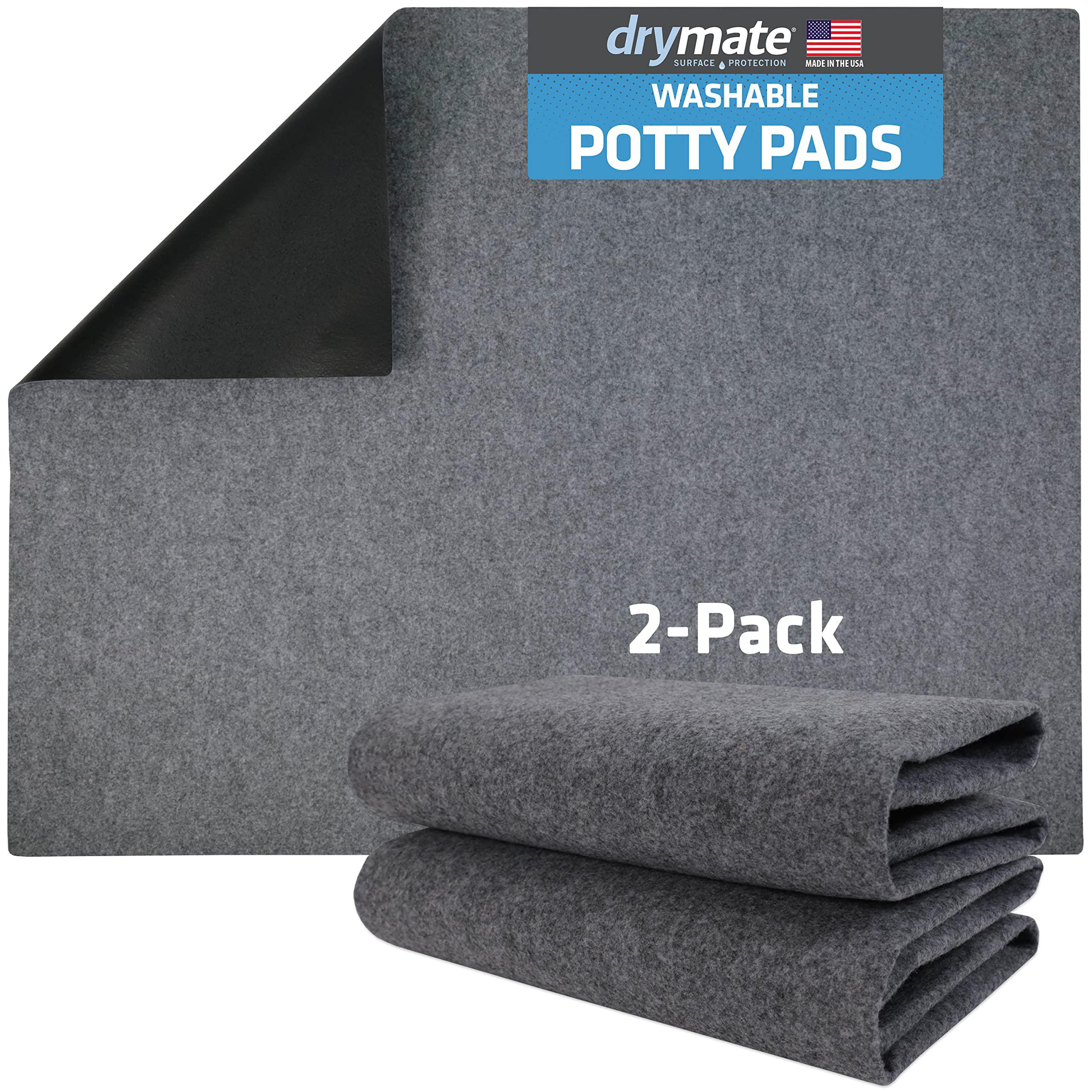 drymate washable pee pads for dogs (2-pack), waterproof, absorbent, non-slip, reusable pet training potty puppy mats, housebr