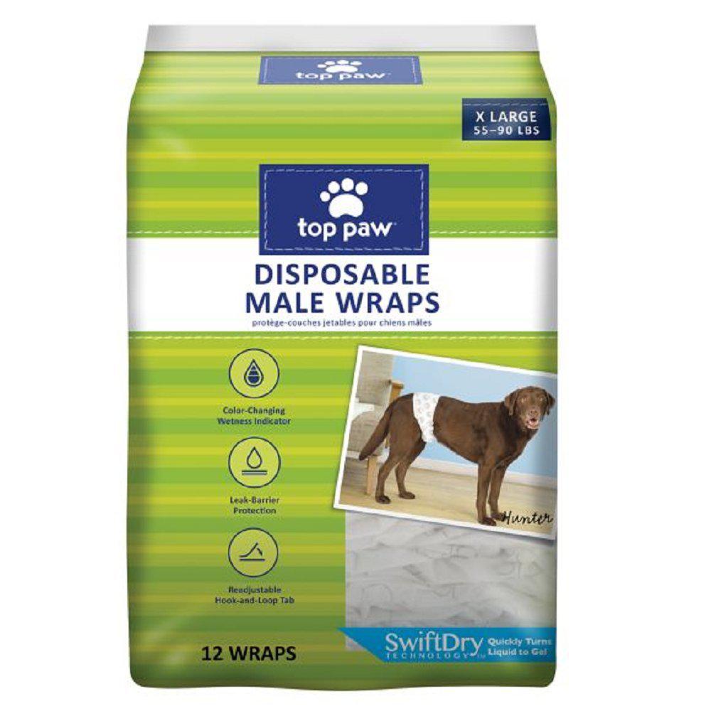 top paw disposable male wrap dog diapers (x large)