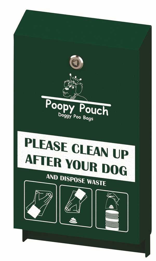 crown products poopy pouch pet waste header bag dispenser, hunter green