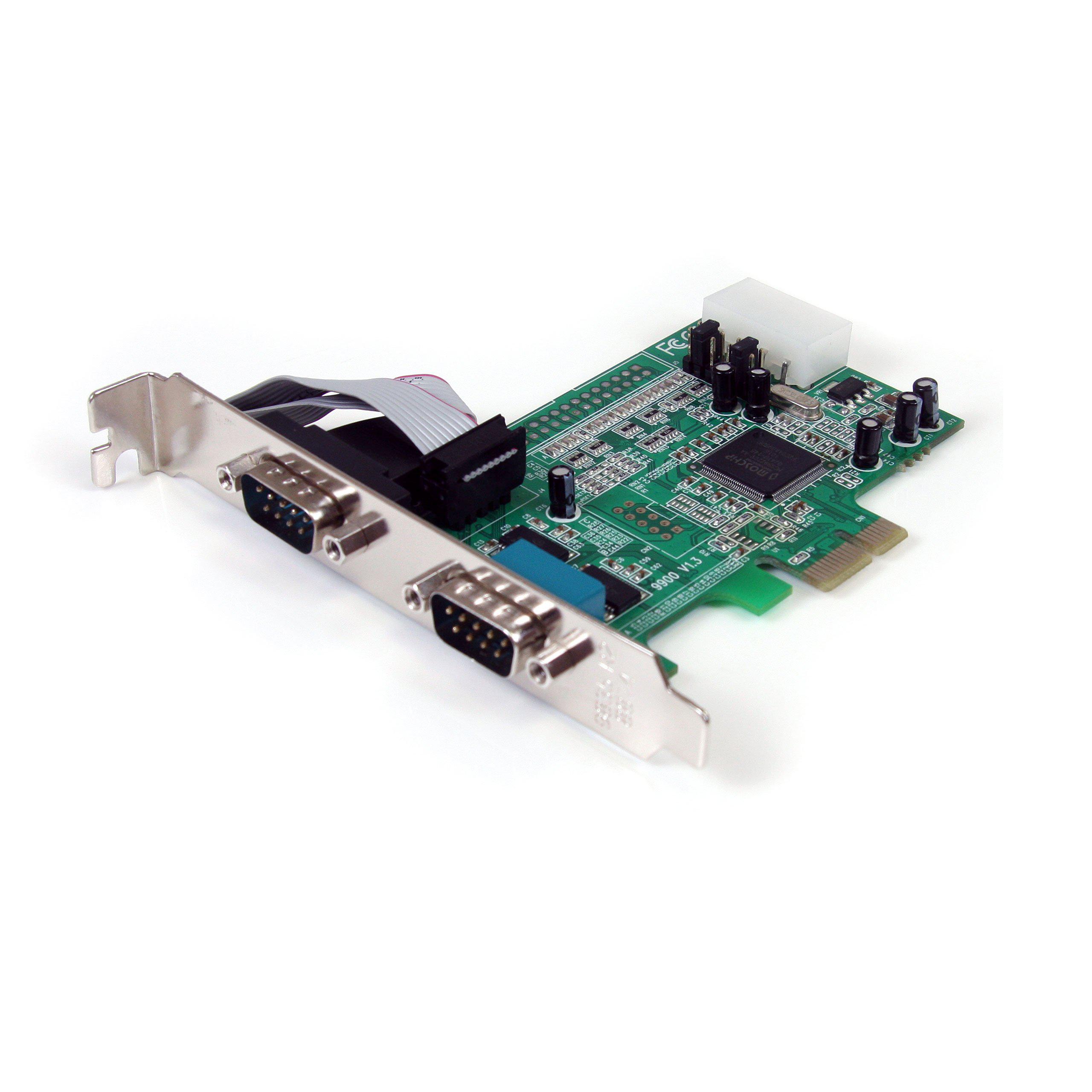 startech.com 2-port pci express rs232 serial adapter card - pcie rs232 serial host controller card - pcie to dual serial db9 
