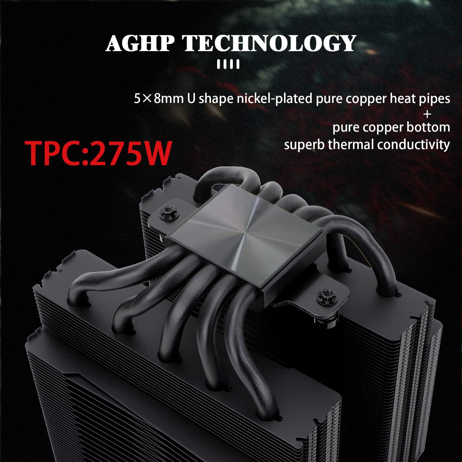 thermalright fc140 black cpu air cooler,dual tower 5 heat pipe,tl-d14x-b and tl-c12pro-b pwm fan,aluminium heatsink cover, ag