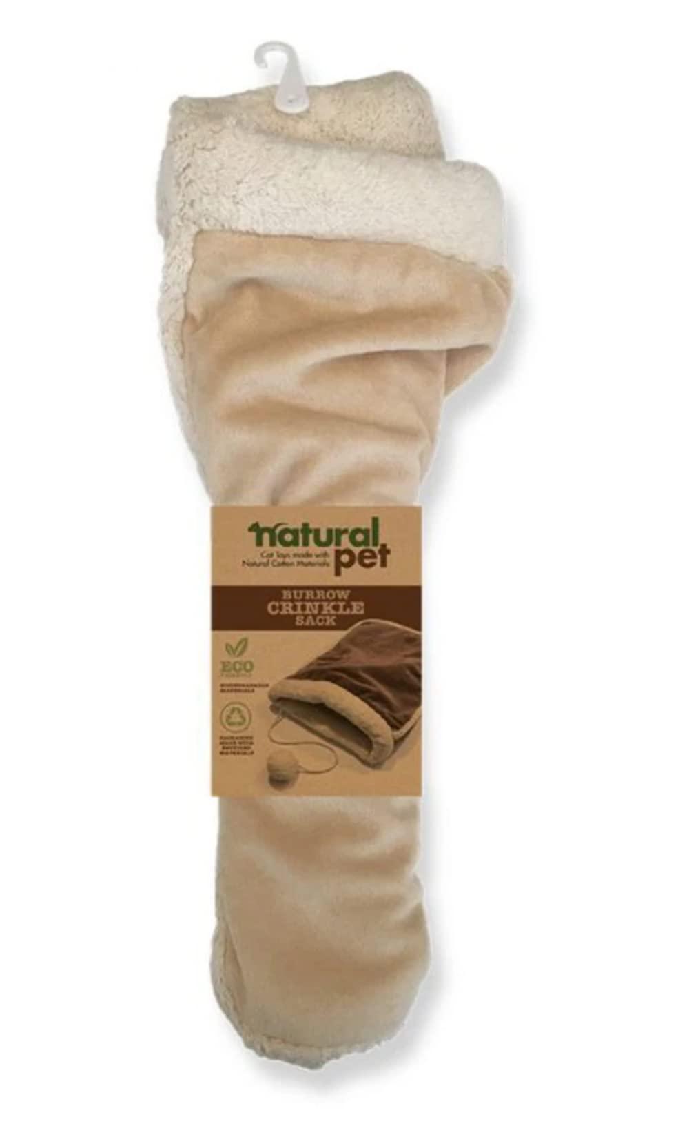 Natural Pet natural pet burrow crinkle sack cat toy bag with attached  jingle ball