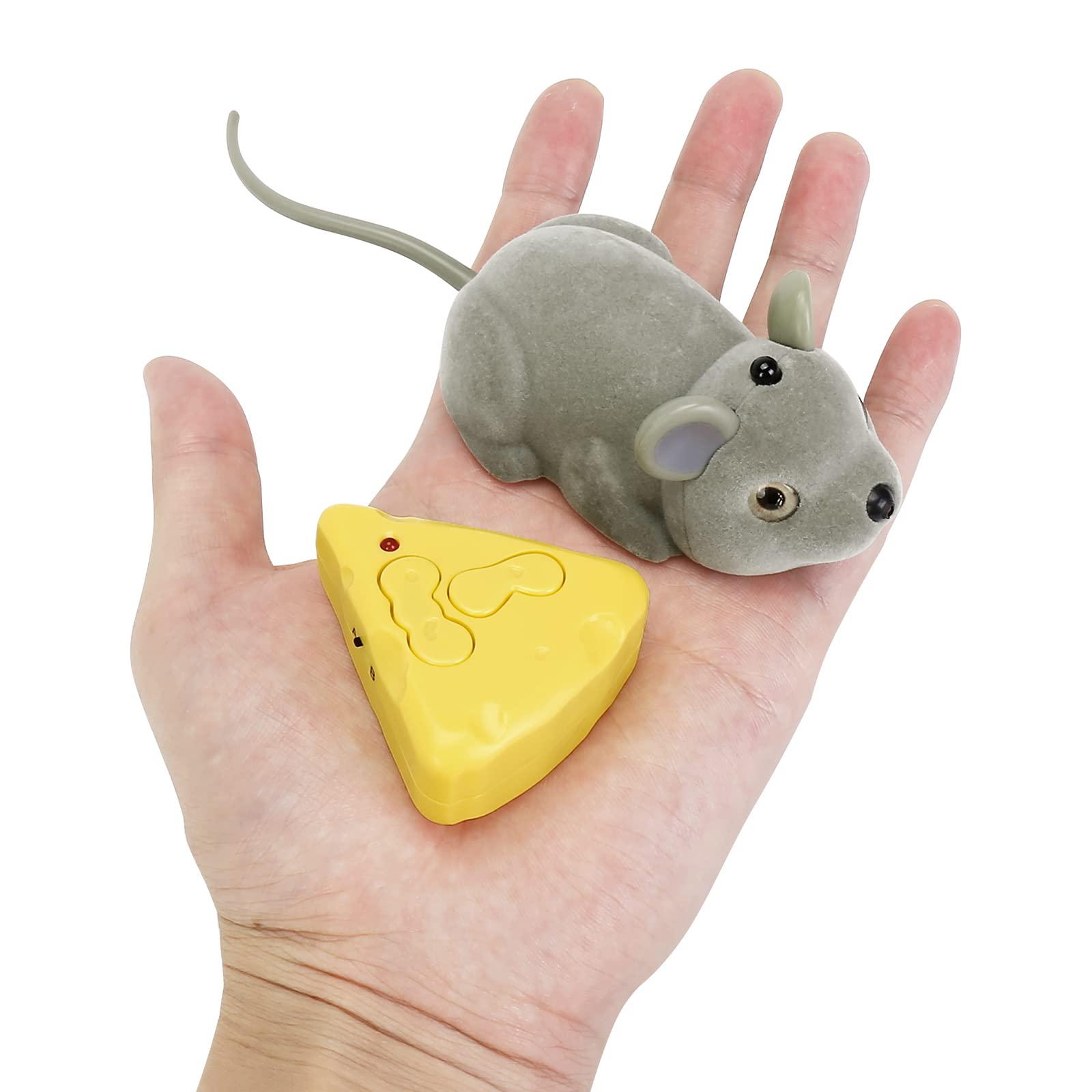 lylyzoo interactive cat mouse toy?rechargeable electric moving cat toy with cheese remote control for indoor cats kitten fun 