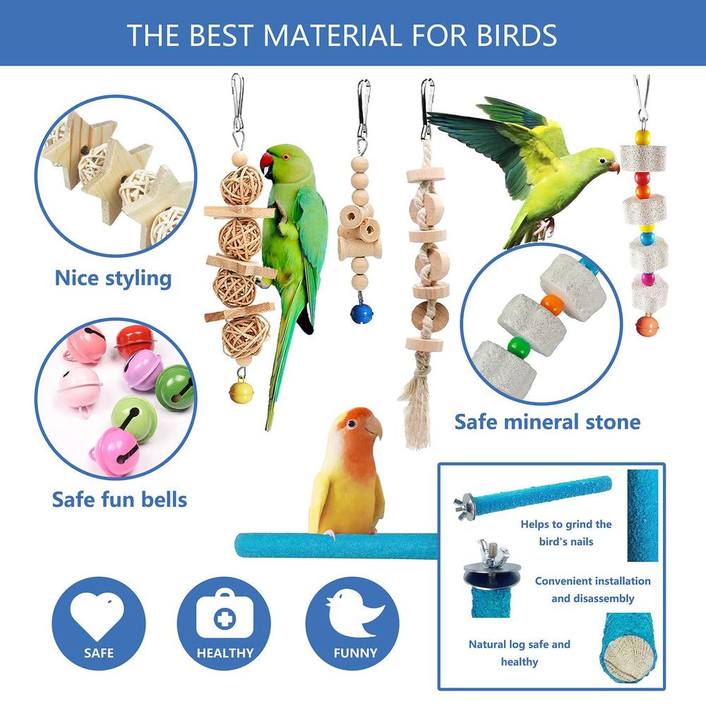 sysmashing 22 packs bird parakeet cockatiel toys,parrot swing chewing hanging toy with safe bells,bird cage colorful climbing