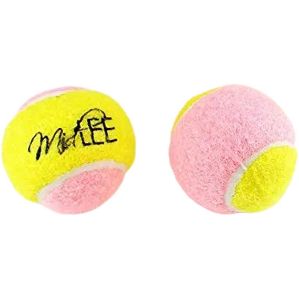 midlee x-small dog tennis balls 1.5" pack of 12- puppy mini fetch pet little tennis balls -yellow/pink