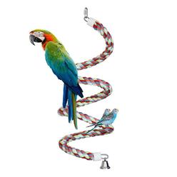 KINTOR rope bungee perch bird, 83inch kintor pure natural colorful bead cage chewing toys for small medium parrot (83inch length)